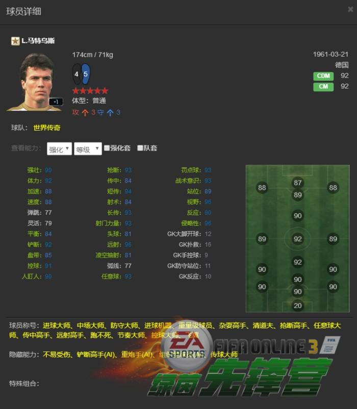 FIFA Online3新传奇降临之威猛大炮马特乌斯