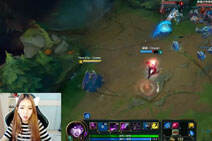 lol美女龙小朵直播：辅助莫甘娜Q谁 谁死！