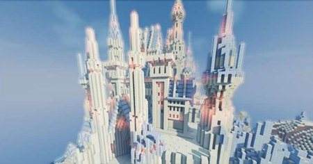 我的世界冰晶闪耀的寒极冰城堡设计图赏