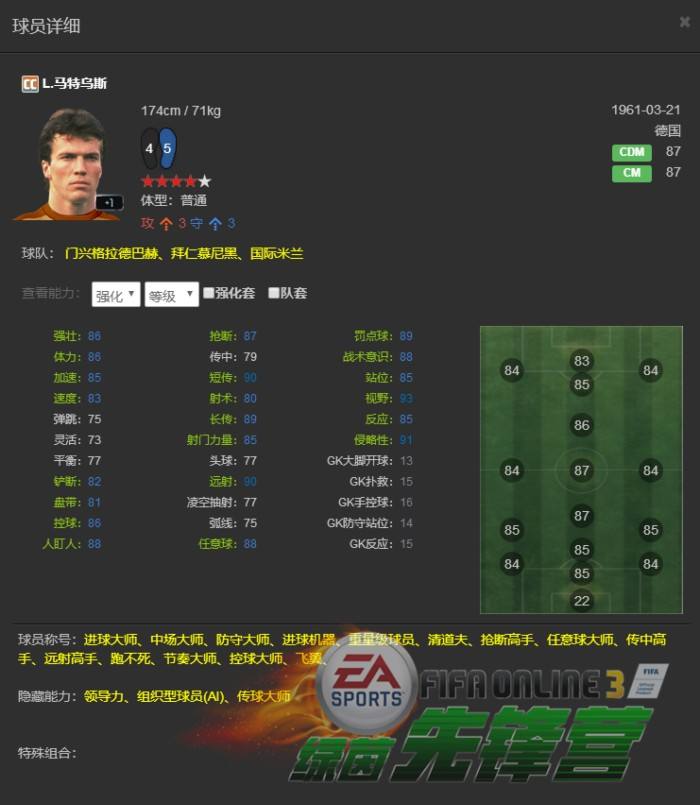 FIFA Online3新传奇降临之威猛大炮马特乌斯