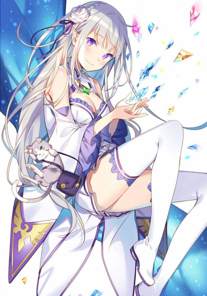 银发的半妖精爱蜜莉雅降临空岛