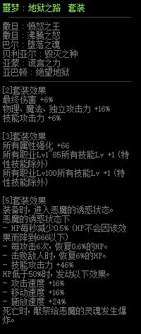 DNF噩梦地狱之路100级史诗重甲套装介绍