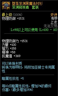 DNF深渊窥视者套装属性介绍 100史诗布甲套