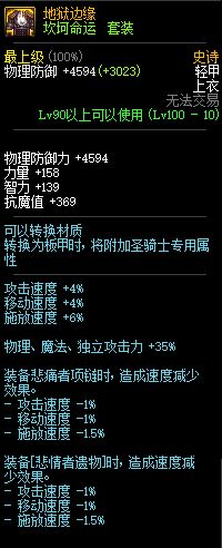 DNF坎坷命运套装属性介绍 100级史诗轻甲