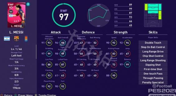 实况足球2021梅西厉害吗 实况足球2021梅西数据一览
