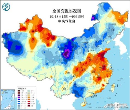 全国降温进程图出炉 北方冷上加冷南方换季式降温