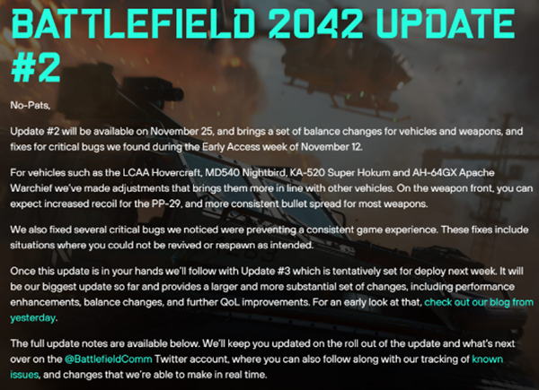 《战地2042》明日推出第二弹更新 调整部分载具平衡