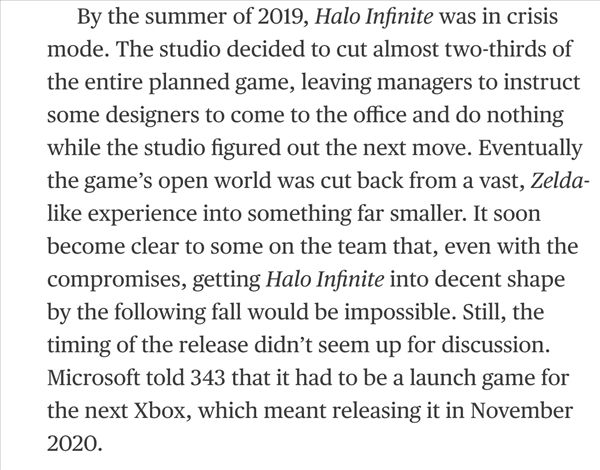 曝《光环：无限》原计划为开放世界 三分之二内容被砍