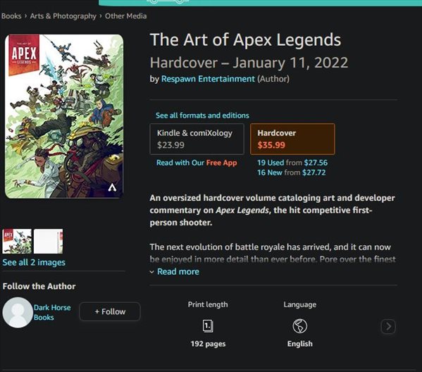 《Apex英雄》官方设定集发售 “传奇”创作背景揭秘