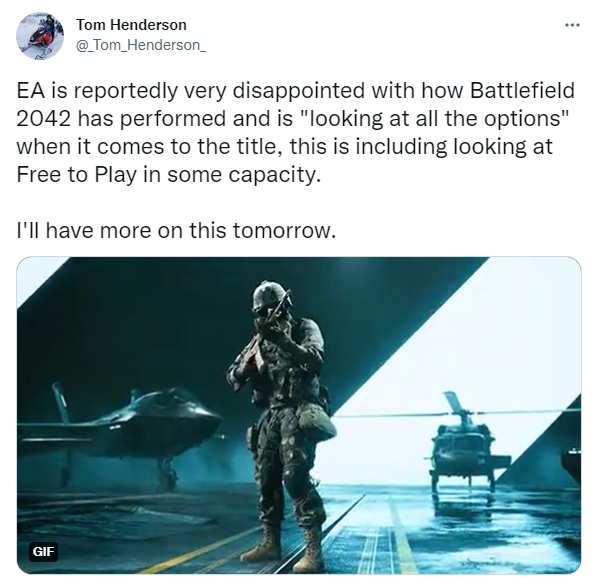 经典摆烂！网传EA拟计划《战地2042》转为免费游戏