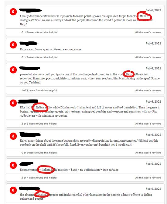 《消光2》因没有意大利语配音 遭意大利玩家差评轰炸