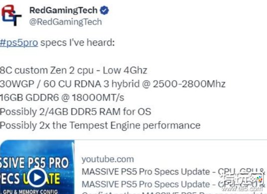 外媒曝光PS5 Pro硬件规格信息