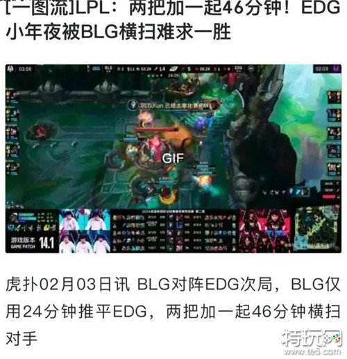 EDG春季赛四连败 被BLG战队46分钟横扫