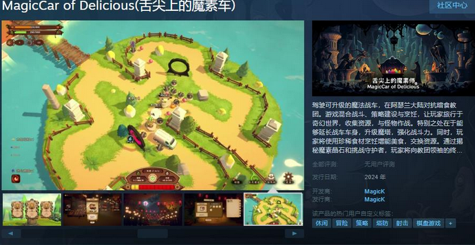 《舌尖上的魔素车》上线Steam页面 支持简体中文